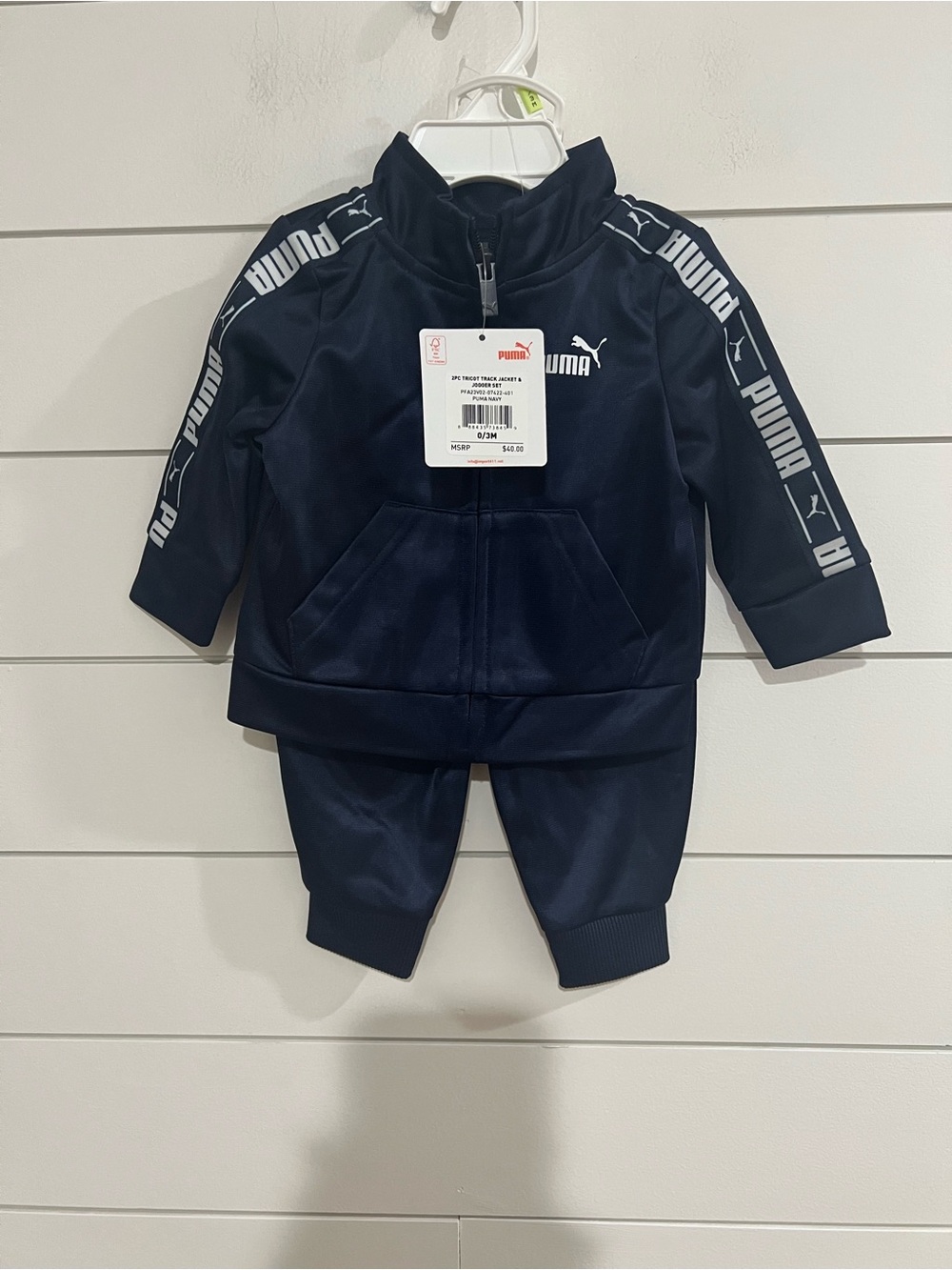Puma Navy & White Toddler Track Jacket and Pants